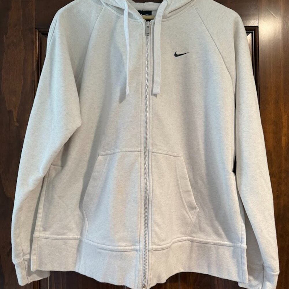 Nike Cream Hoodie with Side Vents, Size Medium